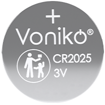 CR2025 Voniko 3v Lithium - 5 Pack