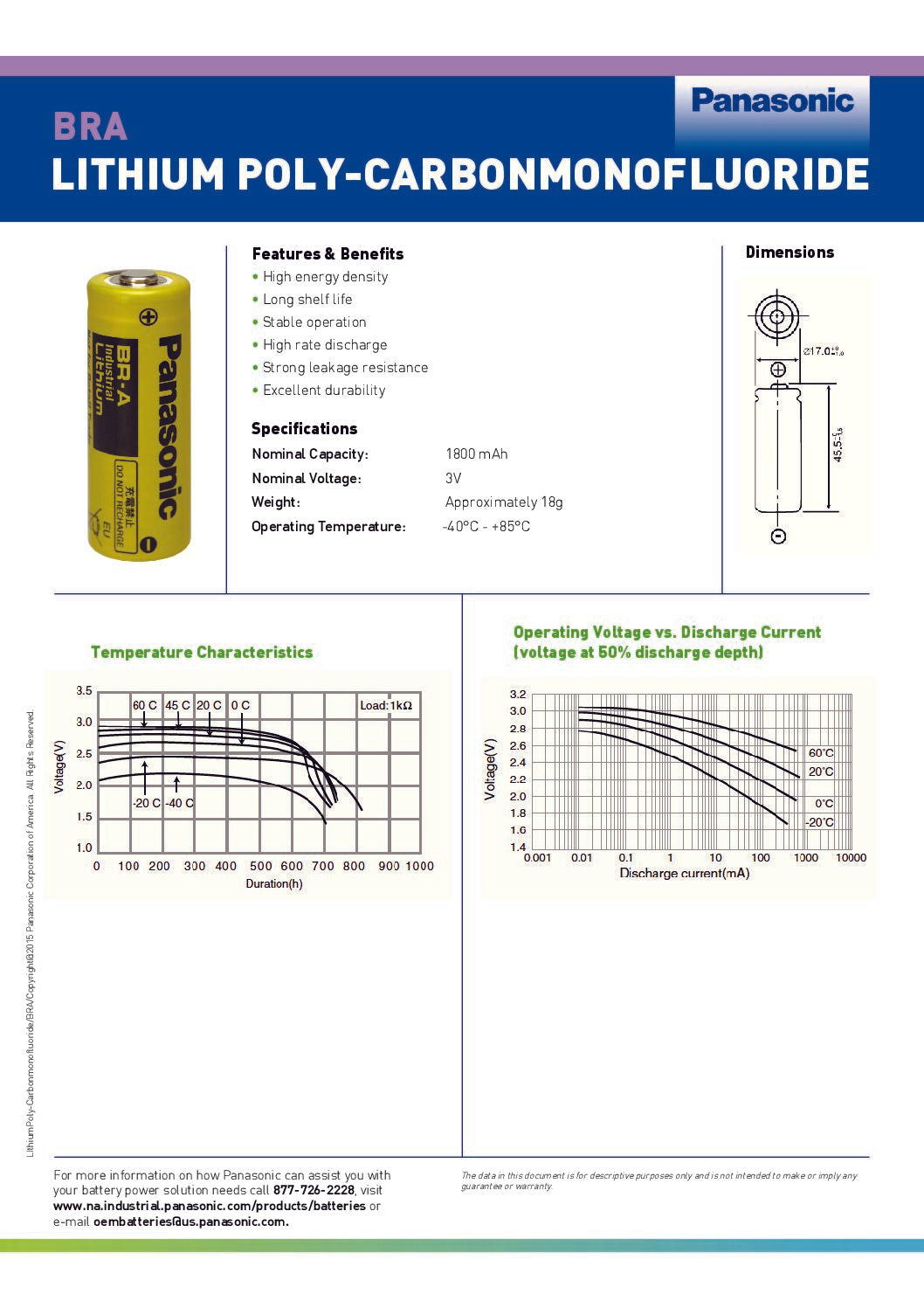 BR-AG Panasonic 3V Lithium